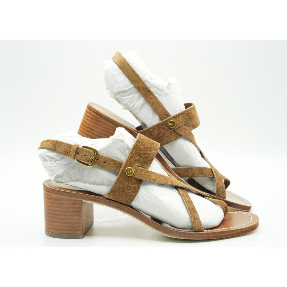 NIB Veronica Beard Elodie Tan Suede Slingback Sandals Heels Women's Size 8.5 M